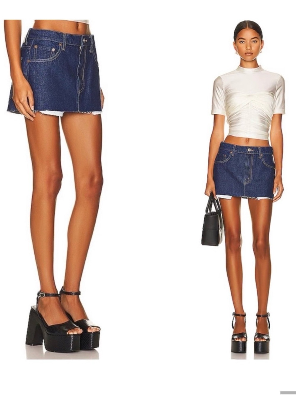 NWT MOTHER Snacks!! The fun dip, micro, mini cut denim skirt size 24
